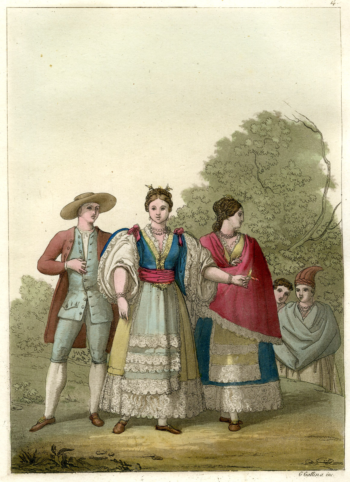 , Antique Print-PERU-LIMA-NATIVES-SOUTH AMERICA-Ferrario-Gallina-1821, Pictura Antique Prints
