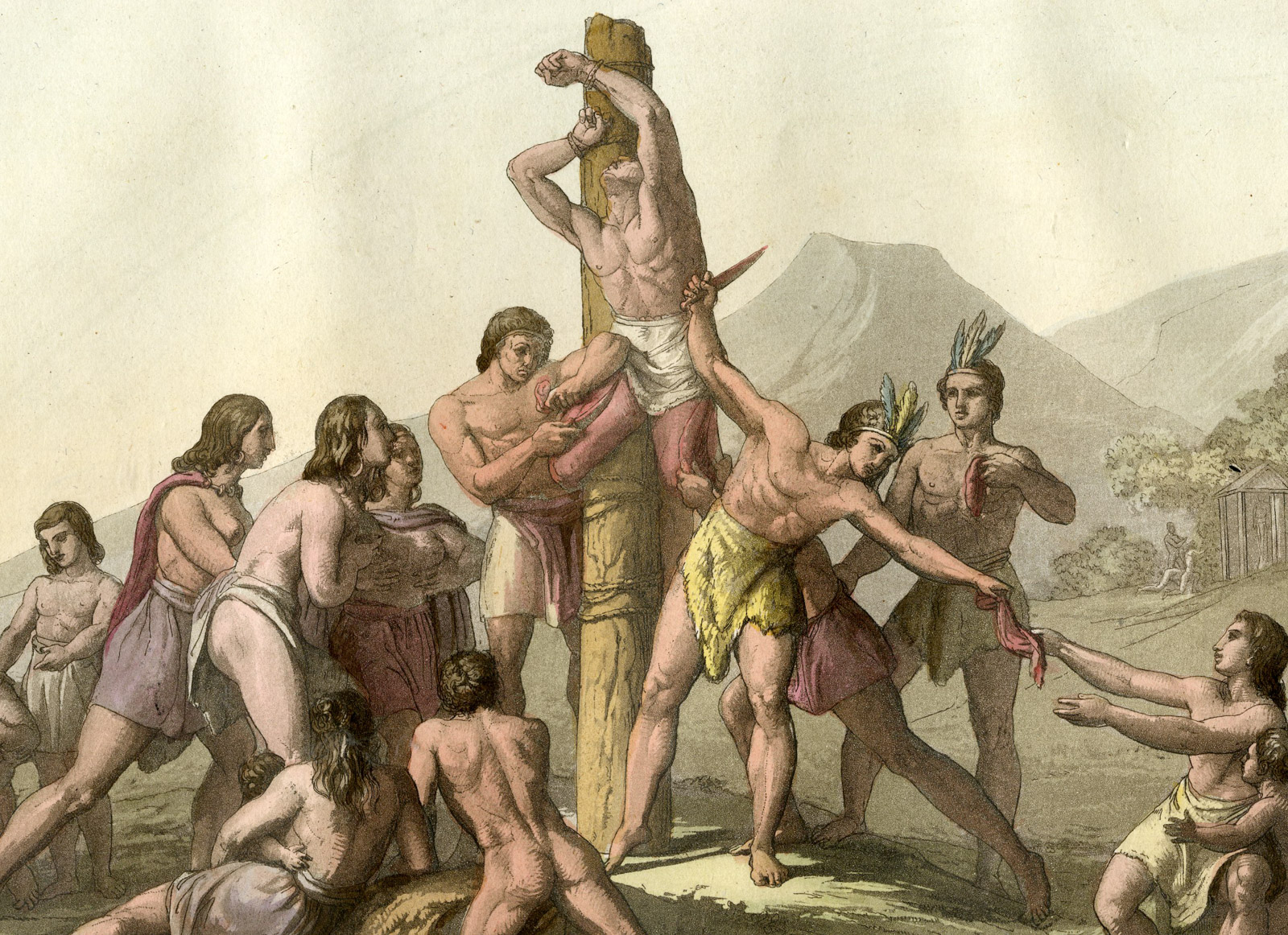 , Antique Print-SACRIFICE-INCA-PERU-SOUTH AMERICA-Ferrario-Gallina-1821, Pictura Antique Prints