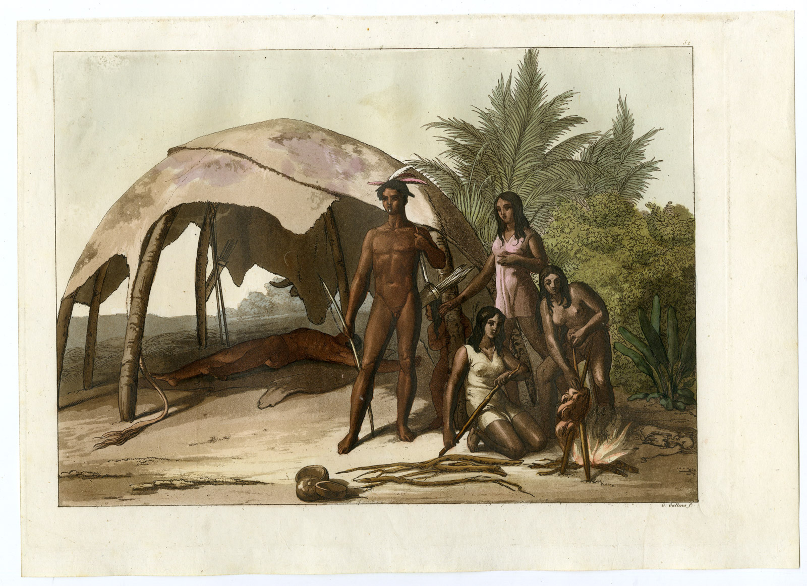 Pco 16827 416x302 Antique Print-CHARRUA-INDIGENOUS PEOPLE-URUGUAY-PL.32-Ferrario-Gallina-1821