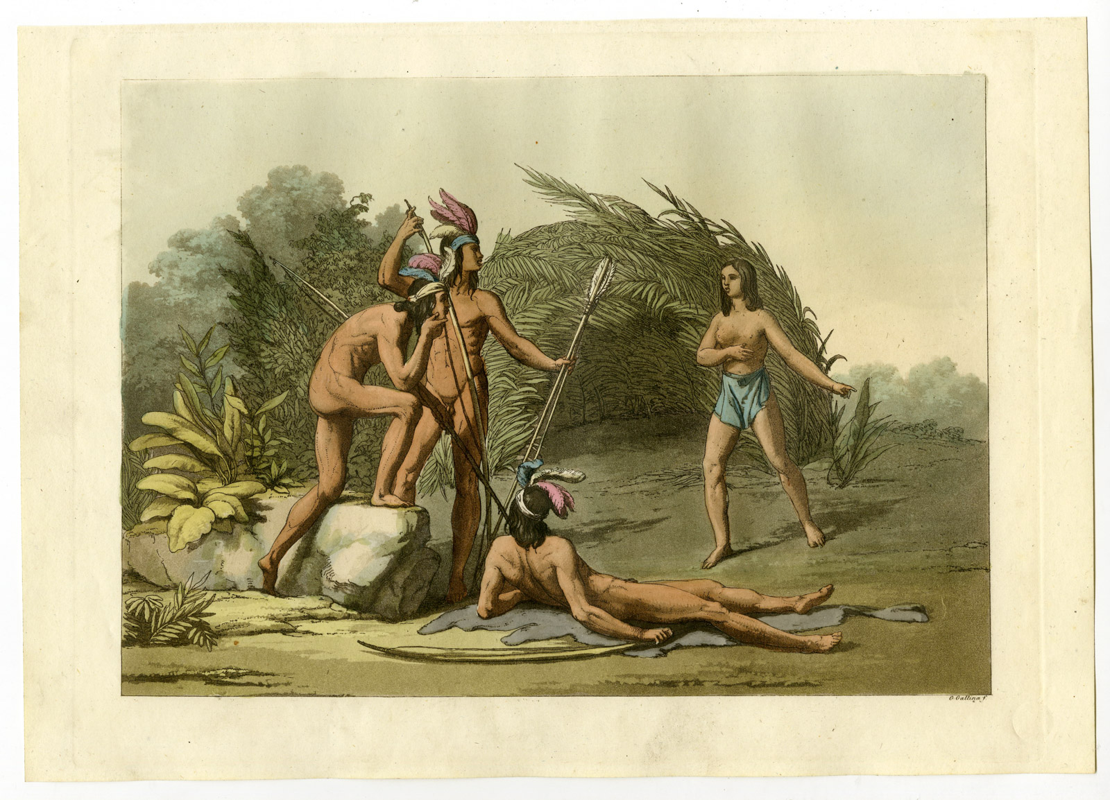 , Antique Print-GUAYANA-GYANA-INDIGENOUS PEOPLE-PL.33-Ferrario-Gallina-1821, Pictura Antique Prints
