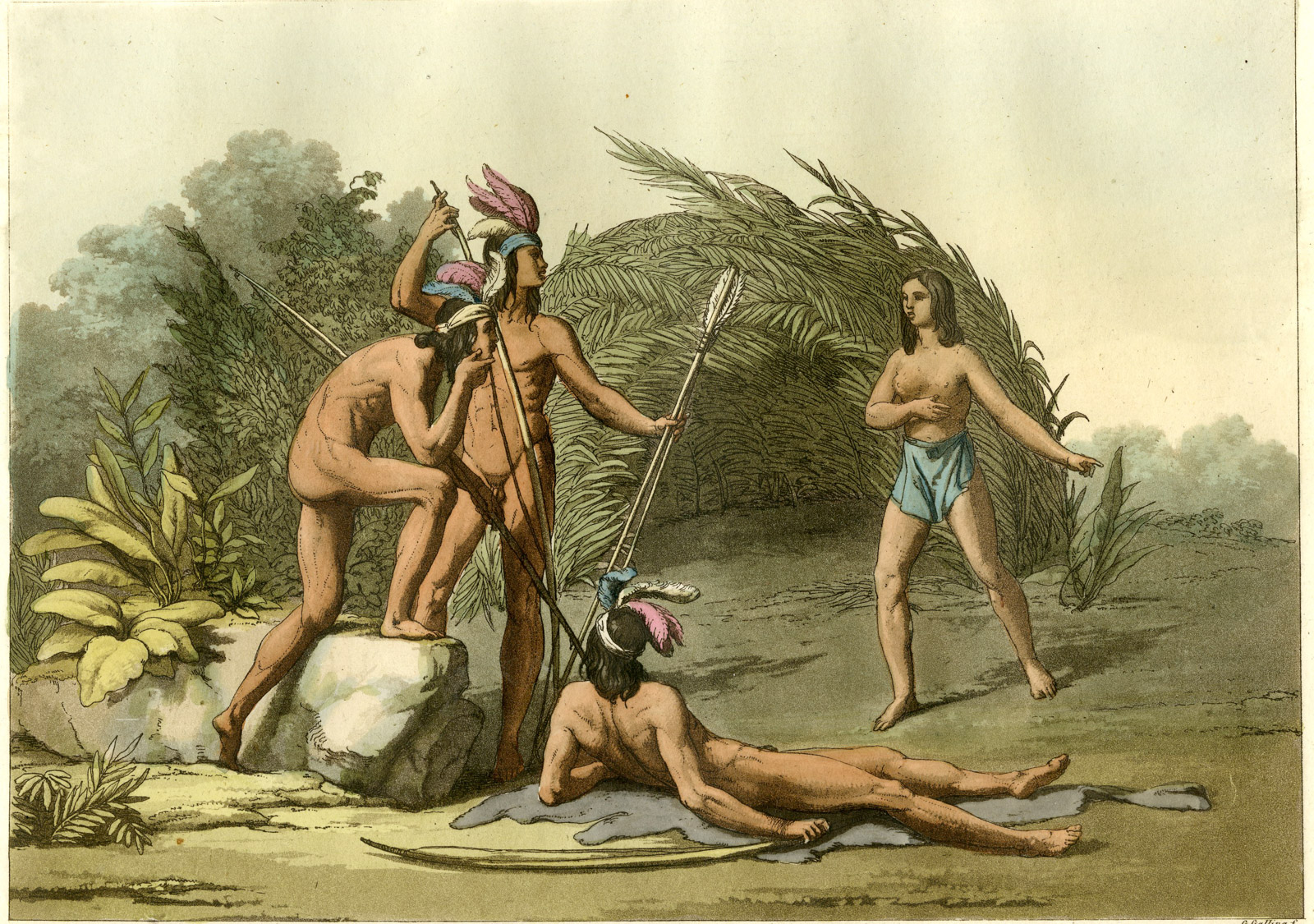 , Antique Print-GUAYANA-GYANA-INDIGENOUS PEOPLE-PL.33-Ferrario-Gallina-1821, Pictura Antique Prints