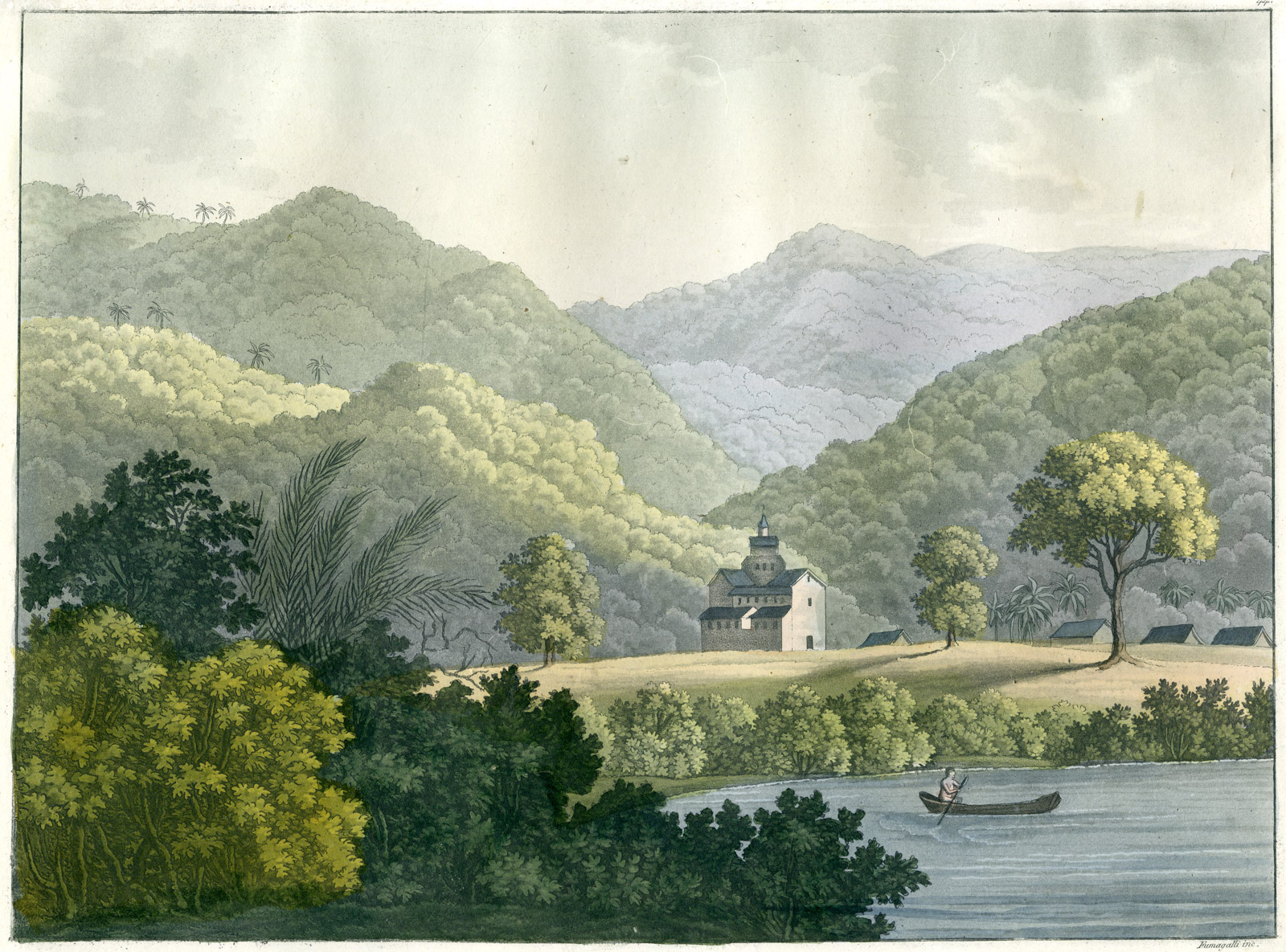 , Antique Print-S.FIDELIS JESUIT MISSION-PARAIBA RIVER-BRAZIL-PL.44-Ferrario-Fumagalli-1821, Pictura Antique Prints