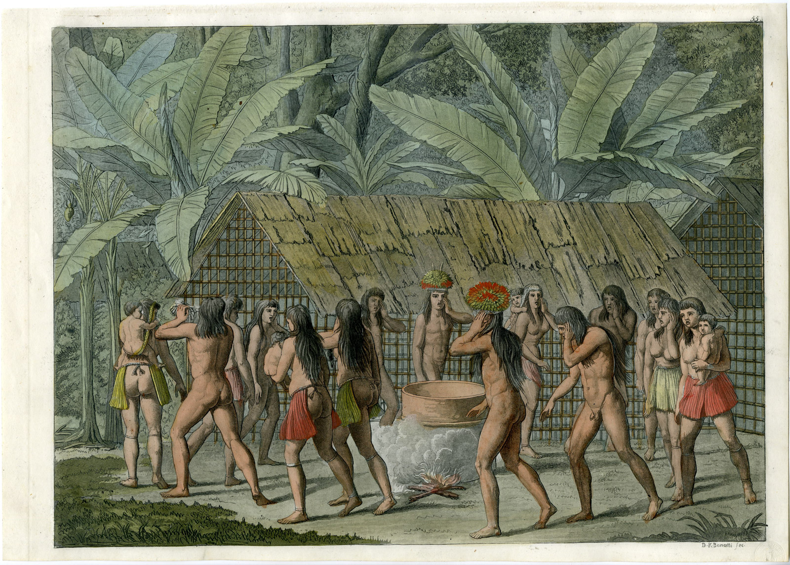 Pco 16896 416x297 Antique Print-CAMACINI INDIANS-DANCE AROUND FIRE-BRAZIL-PL.55-Ferrario-Bonatti-1821
