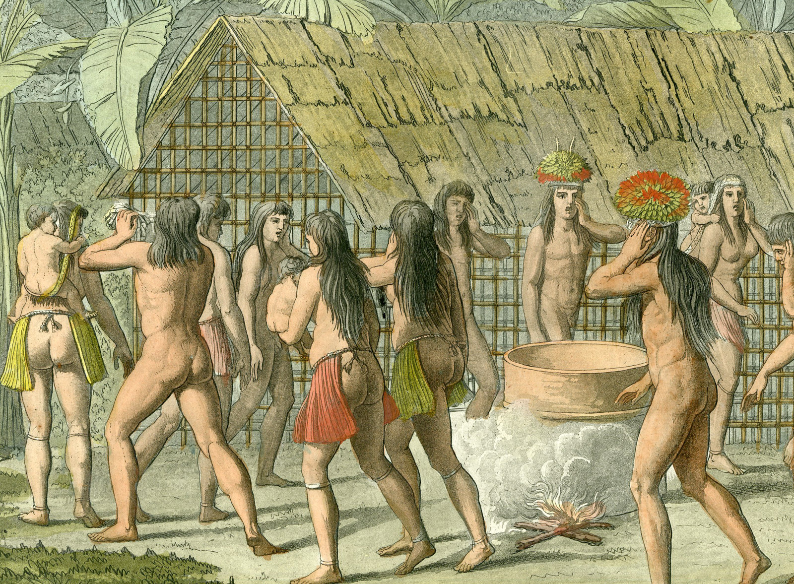 Pco 16897 416x306 Antique Print-CAMACINI INDIANS-DANCE AROUND FIRE-BRAZIL-PL.55-Ferrario-Bonatti-1821 - Image 2