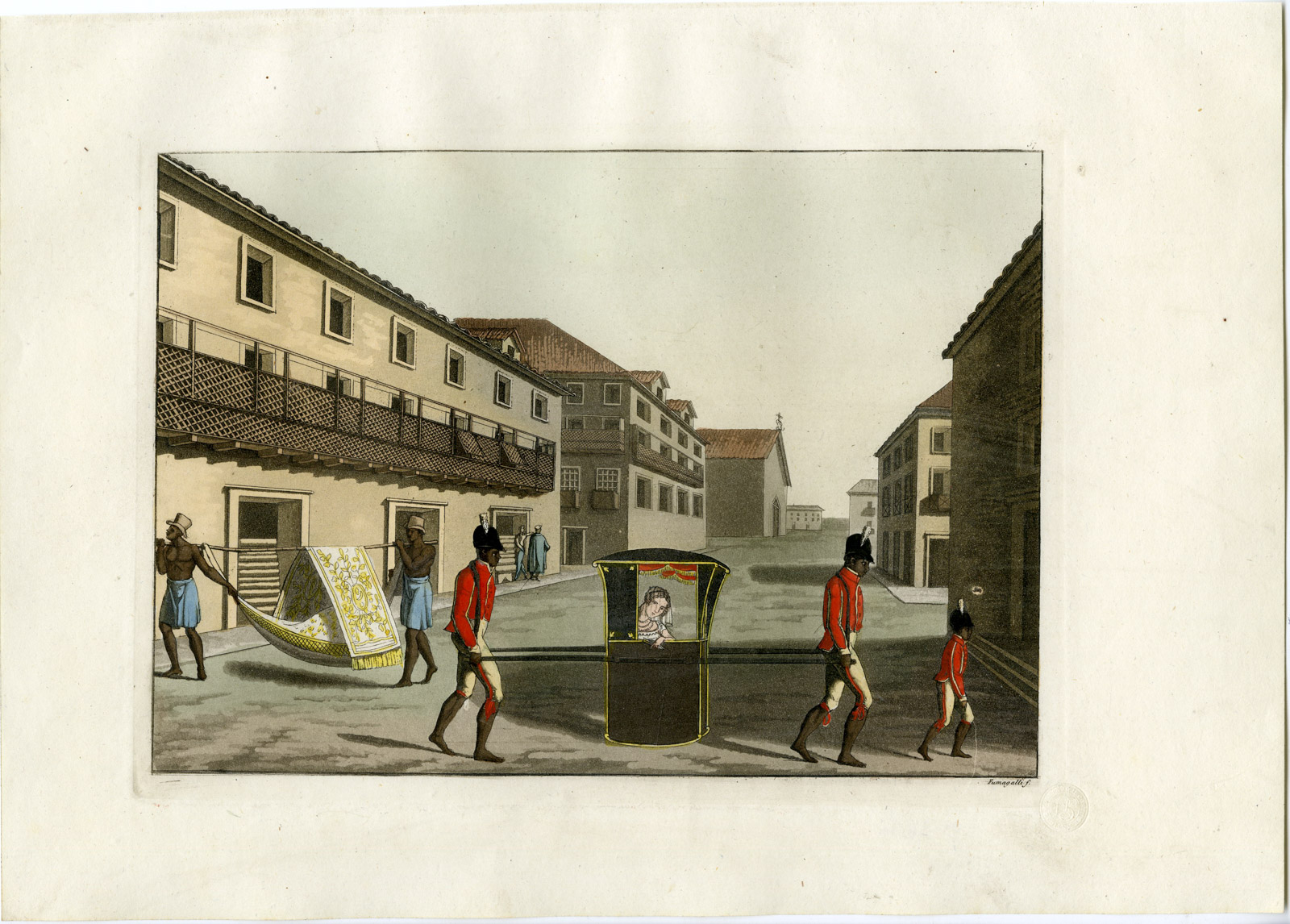 , Antique Print-S. SEBASTIAO DO RIO DE JANEIRO-BRAZIL-SLAVERY-PL.57-Ferrario-Fumagalli-1821, Pictura Antique Prints