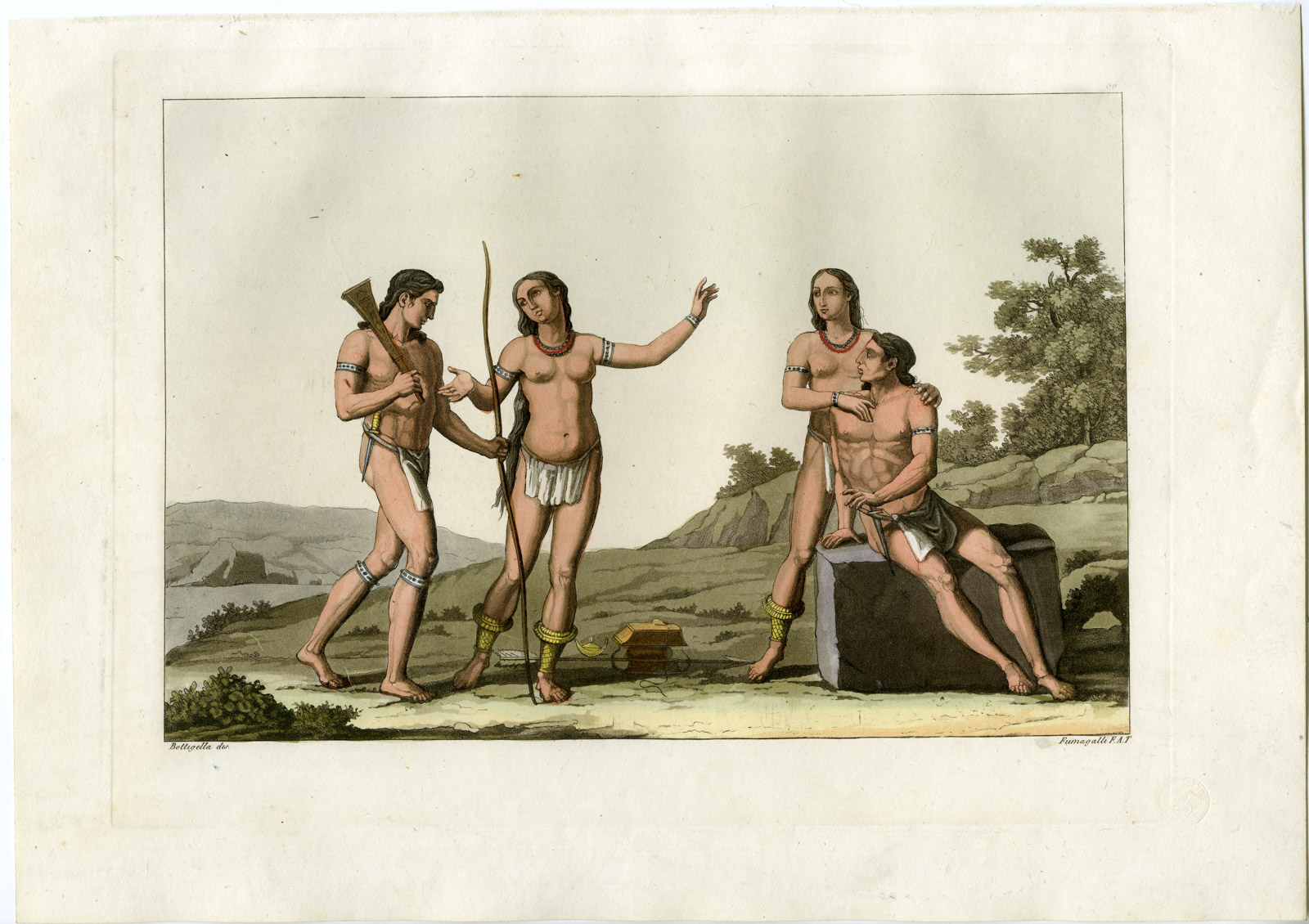 , Antique Print-CARRIBEAN-INDIGINOUS PEOPLE-PL.-66-Ferrario-Fumagalli-1821, Pictura Antique Prints
