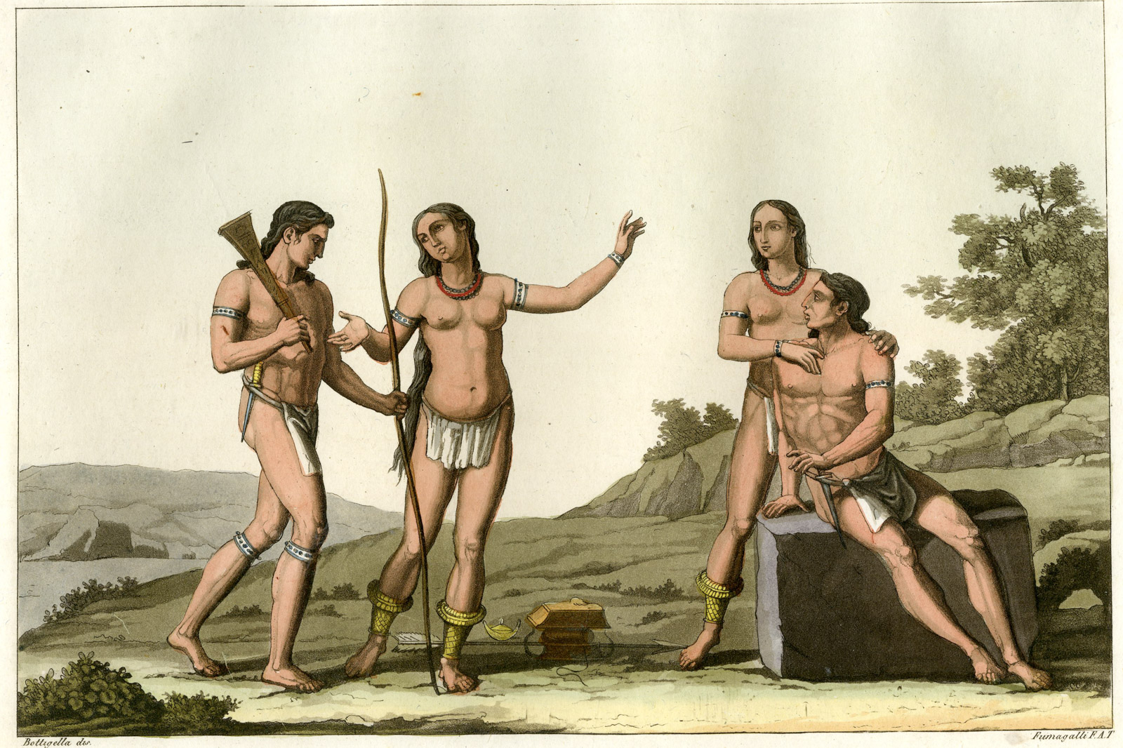 , Antique Print-CARRIBEAN-INDIGINOUS PEOPLE-PL.-66-Ferrario-Fumagalli-1821, Pictura Antique Prints