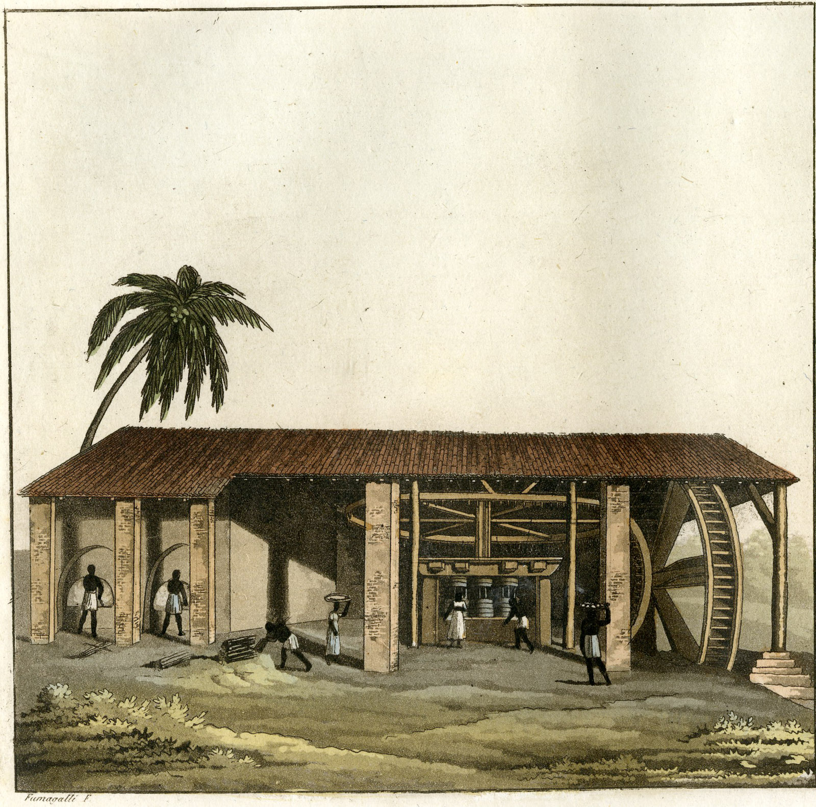 , Antique Print-CARRIBEAN-SUGAR MILL-PL.-73-Ferrario-Fumagalli-1821, Pictura Antique Prints