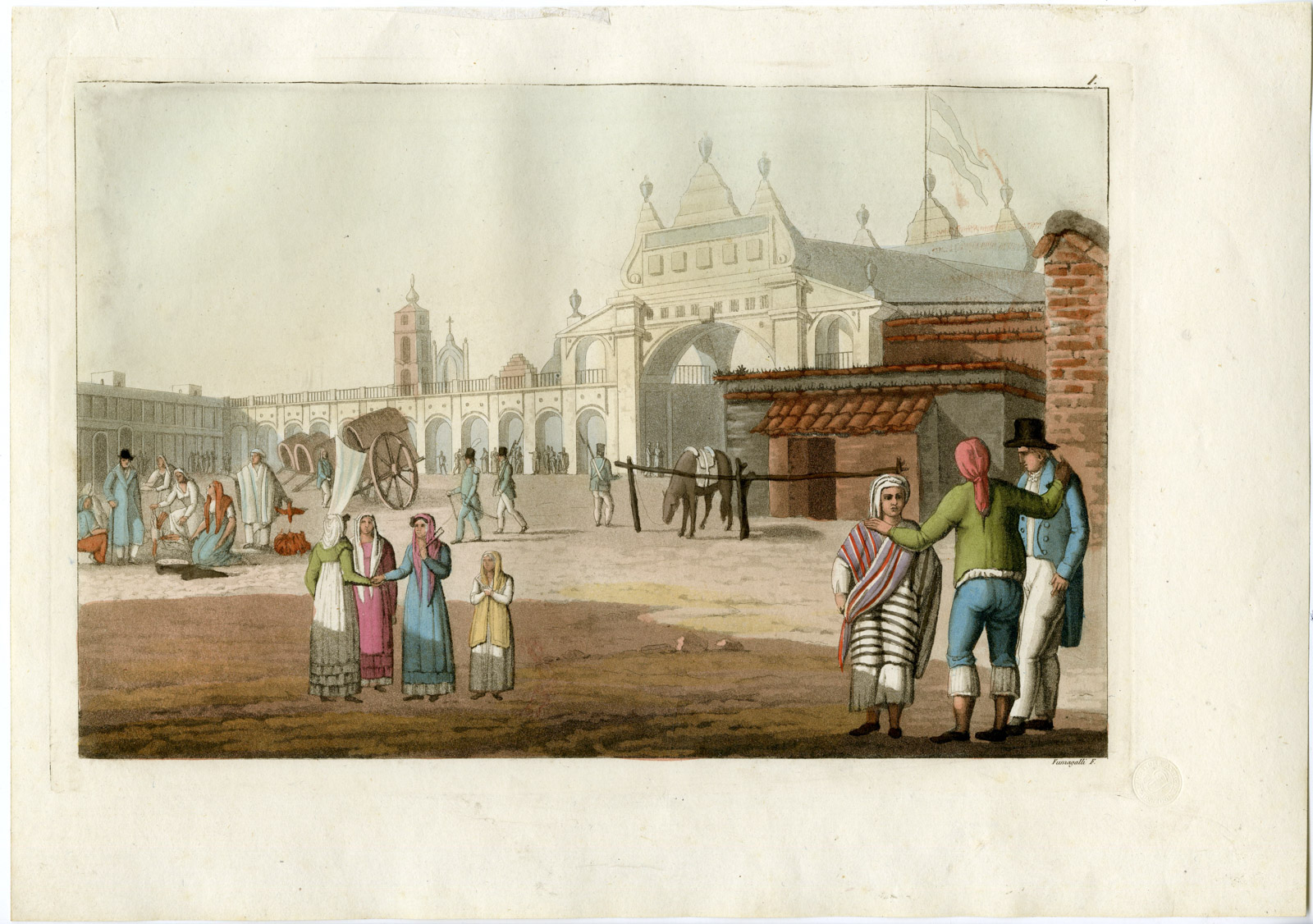 Pco 16959 416x293 Antique Print-ARGENTINA-BUENOS-AIRES-MARKET SQUARRE-PL.I-Ferrario-Fumagalli-1821