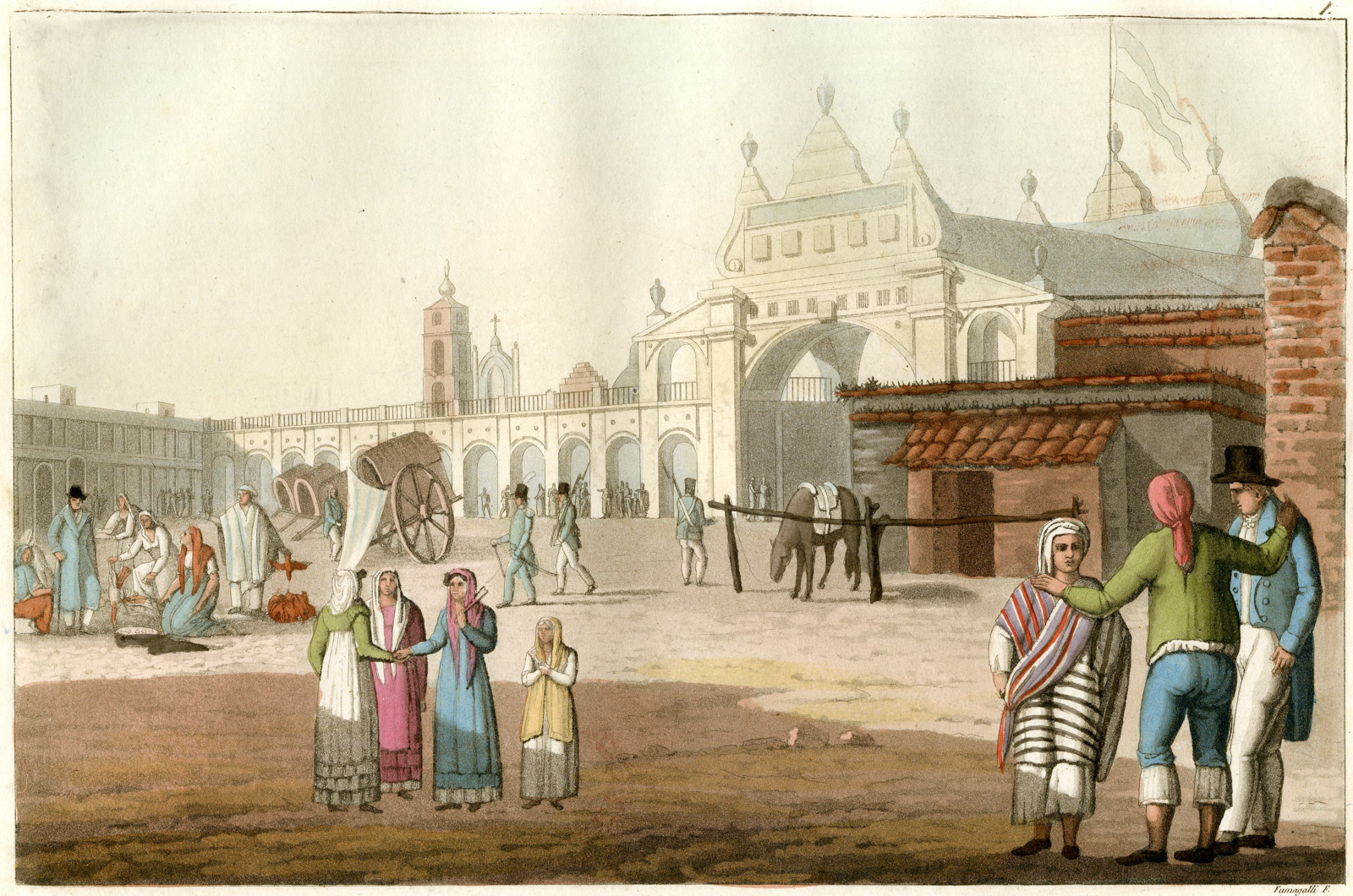 Pco 16960 416x276 Antique Print-ARGENTINA-BUENOS-AIRES-MARKET SQUARRE-PL.I-Ferrario-Fumagalli-1821 - Image 2