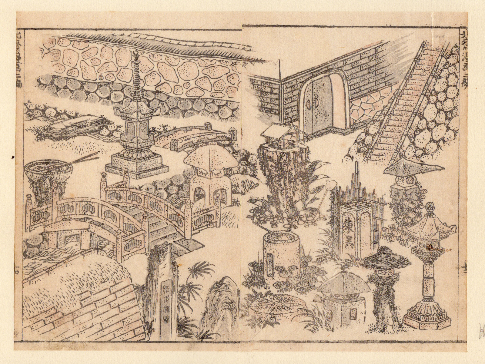 RB 1376 416x313 Antique Print-JAPANESE-MANGA-JAPANESE GARDEN-JAPANESE ORNAMENTS-Hokusai-c.1878