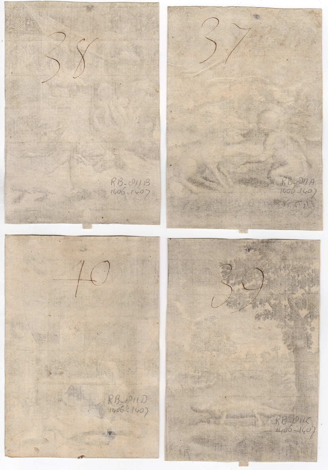, 4 Antique Prints-FABLES 37-40-ANIMALS-BIRDS-Gheeraerts
-Krafft-1734, Pictura Antique Prints