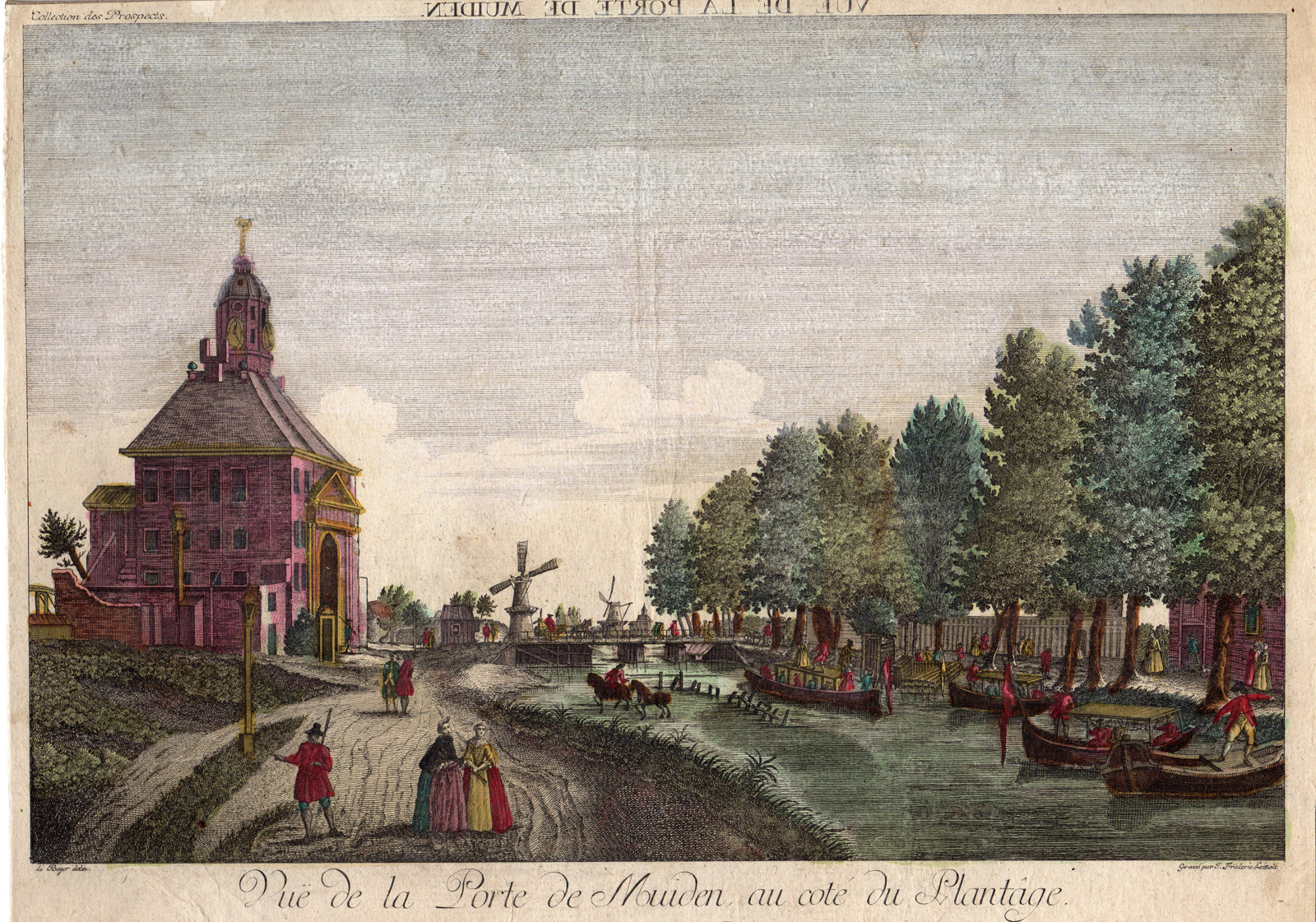 , Antique Print-OPTICAL PRINT-AMSTERDAM-MUIDERPOORT-de Beijer-Leizelt-1768, Pictura Antique Prints