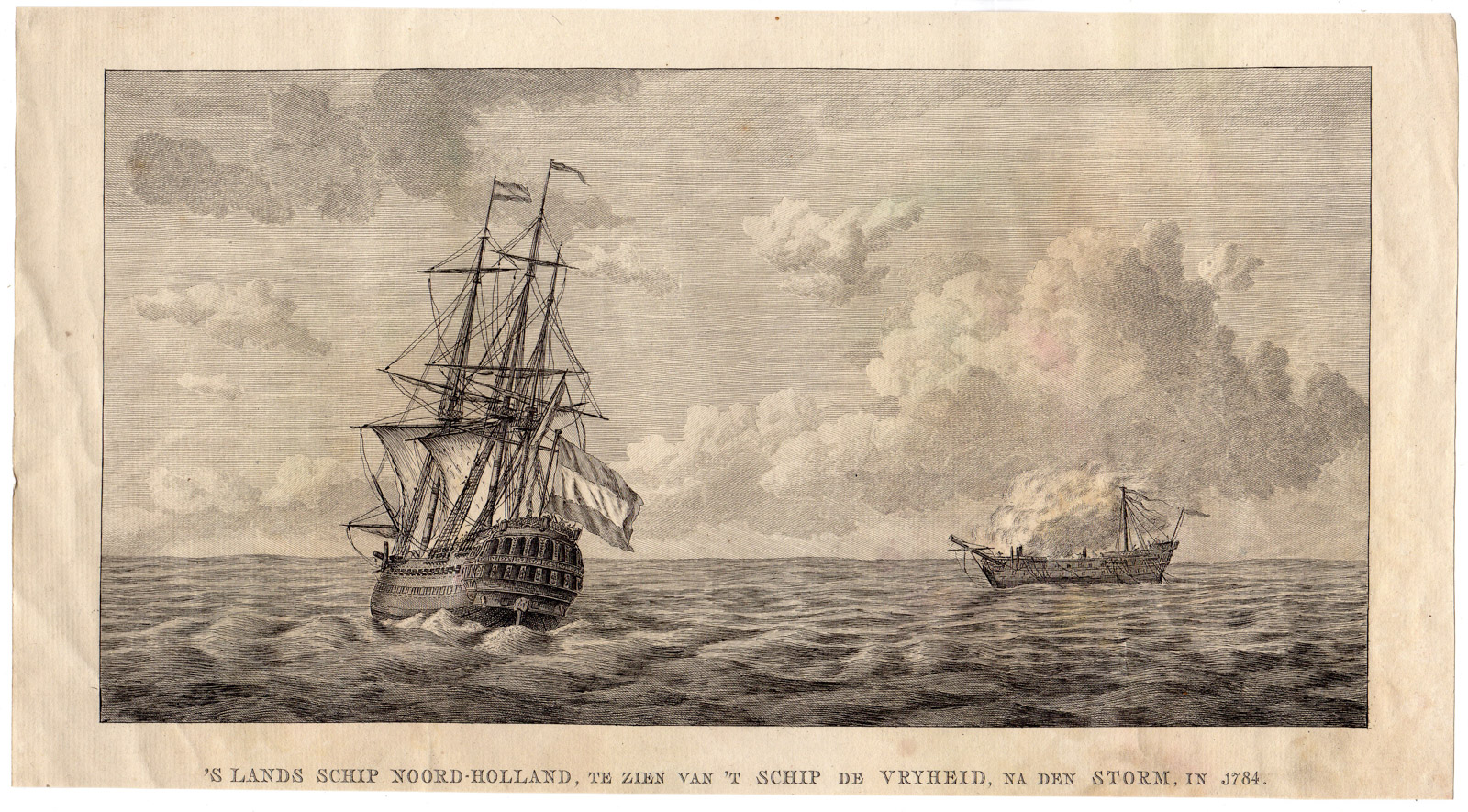 , Antique Print-SHIPWRECK NOORD-HOLLAND-STORM-Bendorp-1784, Pictura Antique Prints
