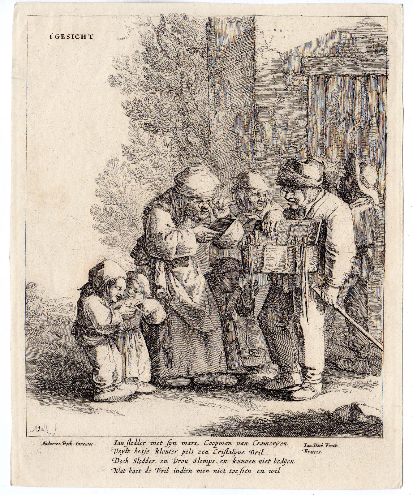 , Antique Print-SENSE-SIGHT-SPECTACLES-PEDLAR-MERCHANT-Both-c.1880 ed., Pictura Antique Prints