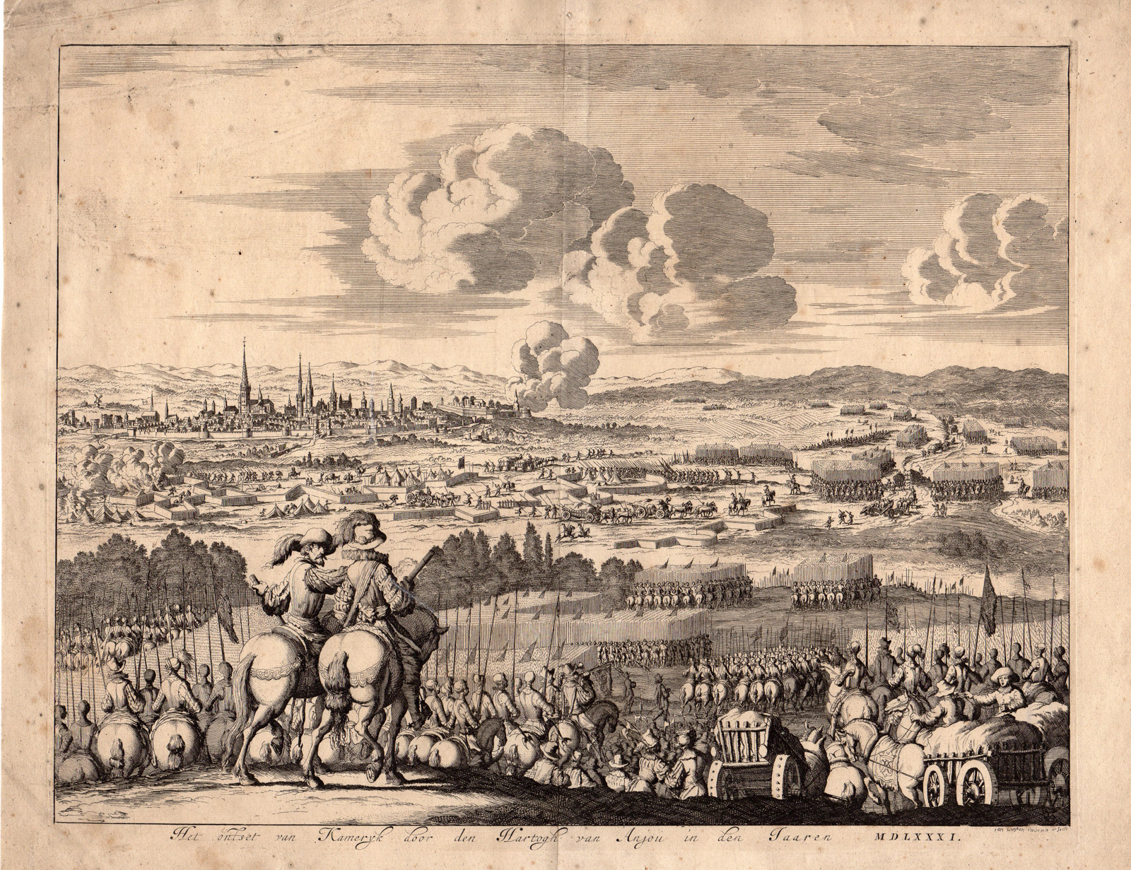 , Antique Print-CAMBRAI-FRANCE-SIEGE-BATTLE-Luyken-1680, Pictura Antique Prints
