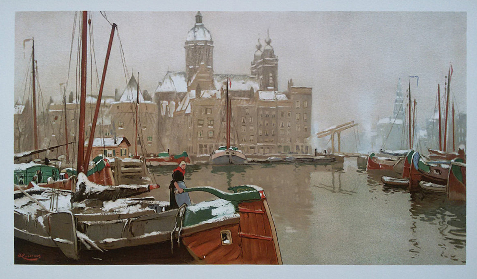 , Antique Print-AMSTERDAM-NETHERLANDS-CANAL-Cassiers-c.1900, Pictura Antique Prints
