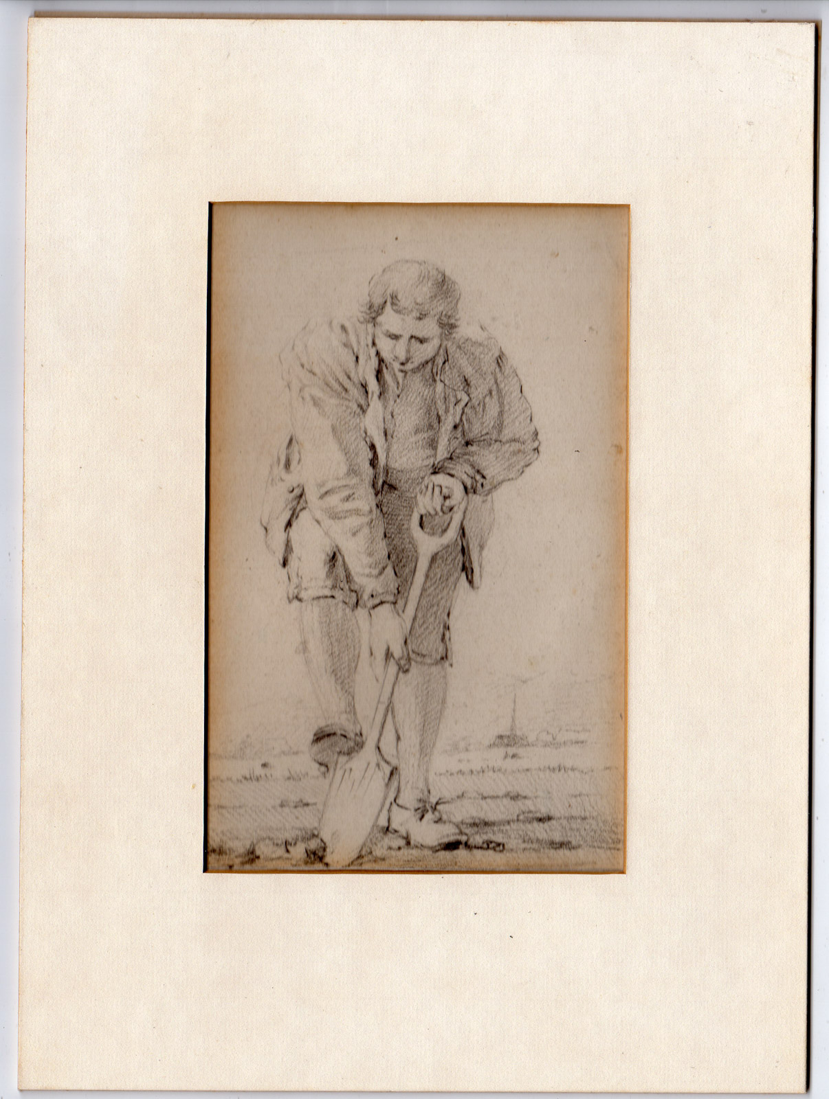 , Antique Drawing-MAN DIGGING-SPADE-FARMER-ZEELAND-Krayestein-c.1825, Pictura Antique Prints