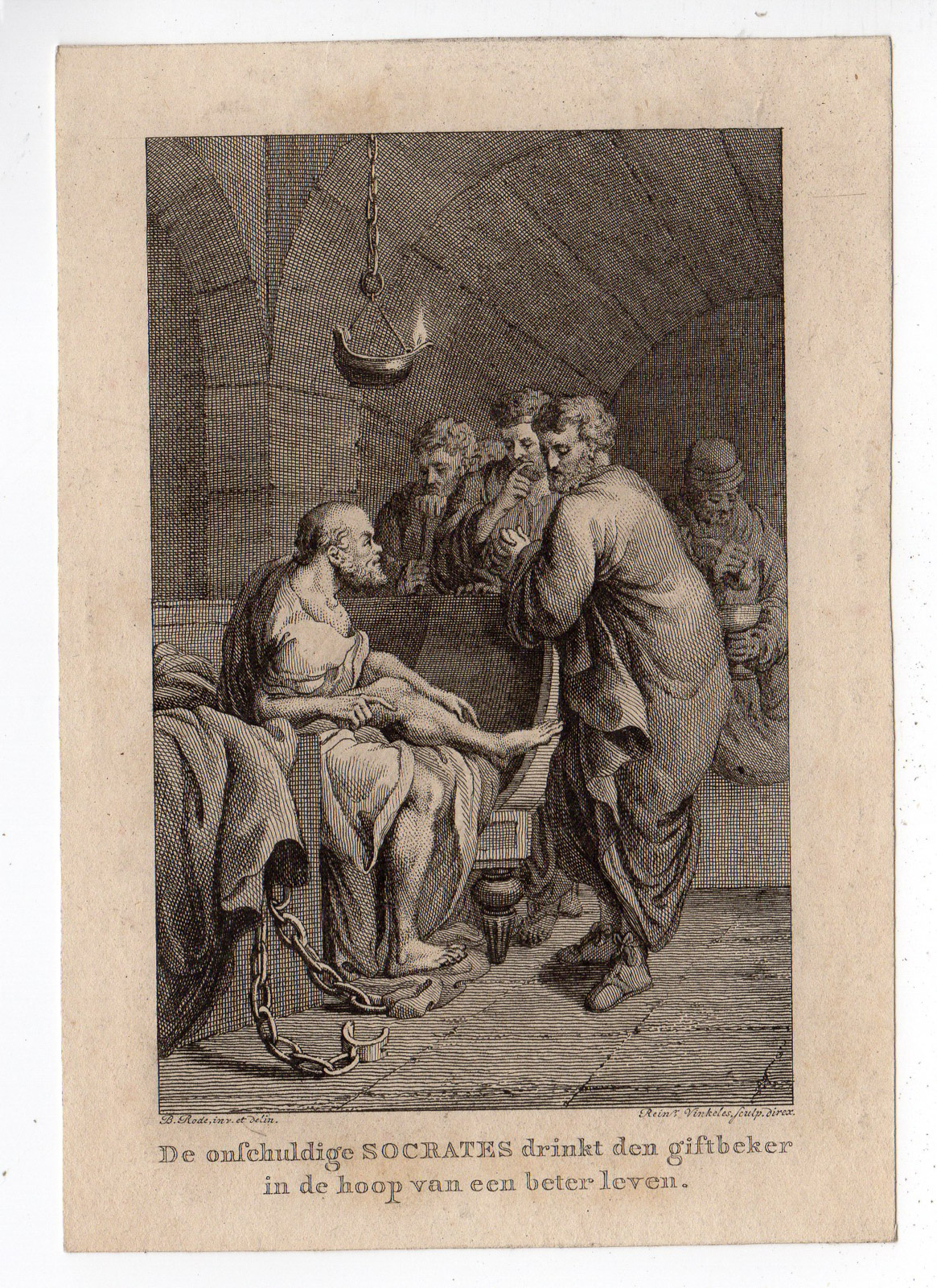 , Antique Print-SOCRATES-POISON CUP-KILLING-OILLAMP-Rode-Vinkeles-ca. 1780, Pictura Antique Prints
