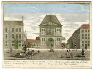 Antique Print-STADSWAAG-CITY SCALE-GOUDA-Probst-ca.1760