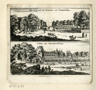 Rare Antique Print-FONTAINEBLEAU-FOUNTAIN-CASTLE-CHATEAU-Meurs-1666