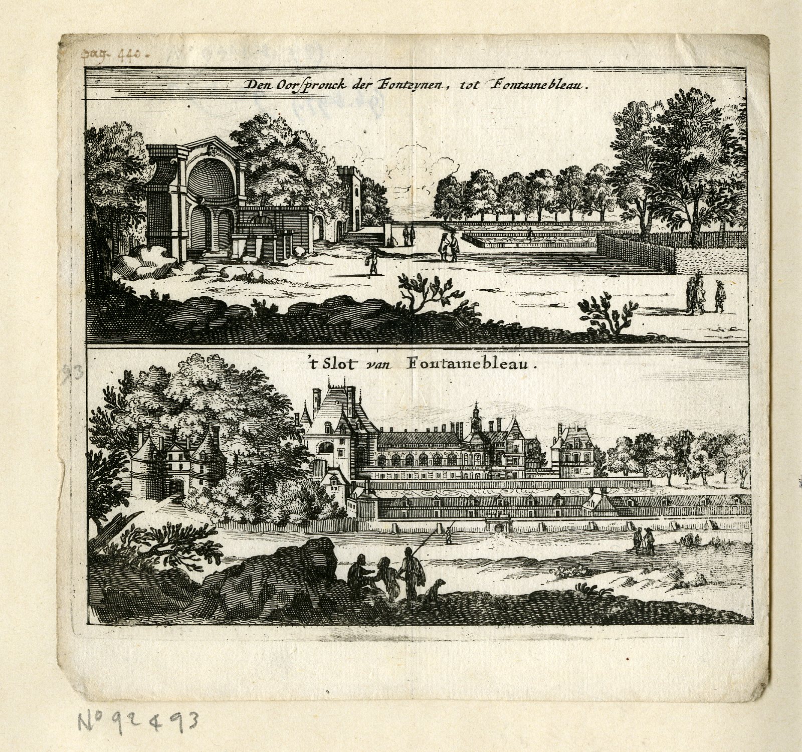, Rare Antique Print-FONTAINEBLEAU-FOUNTAIN-CASTLE-CHATEAU-Meurs-1666, Pictura Antique Prints