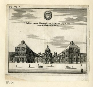 Rare Antique Print-PALACE-DUKE OF ORLEANS-CHATEAU-CASTLE-PARIS-Meurs-1666