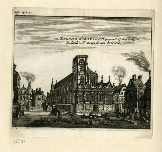 Rare Antique Print-SAINT SAUVEUR-EGLISE-CHURCH-PARIS-Meurs-1666