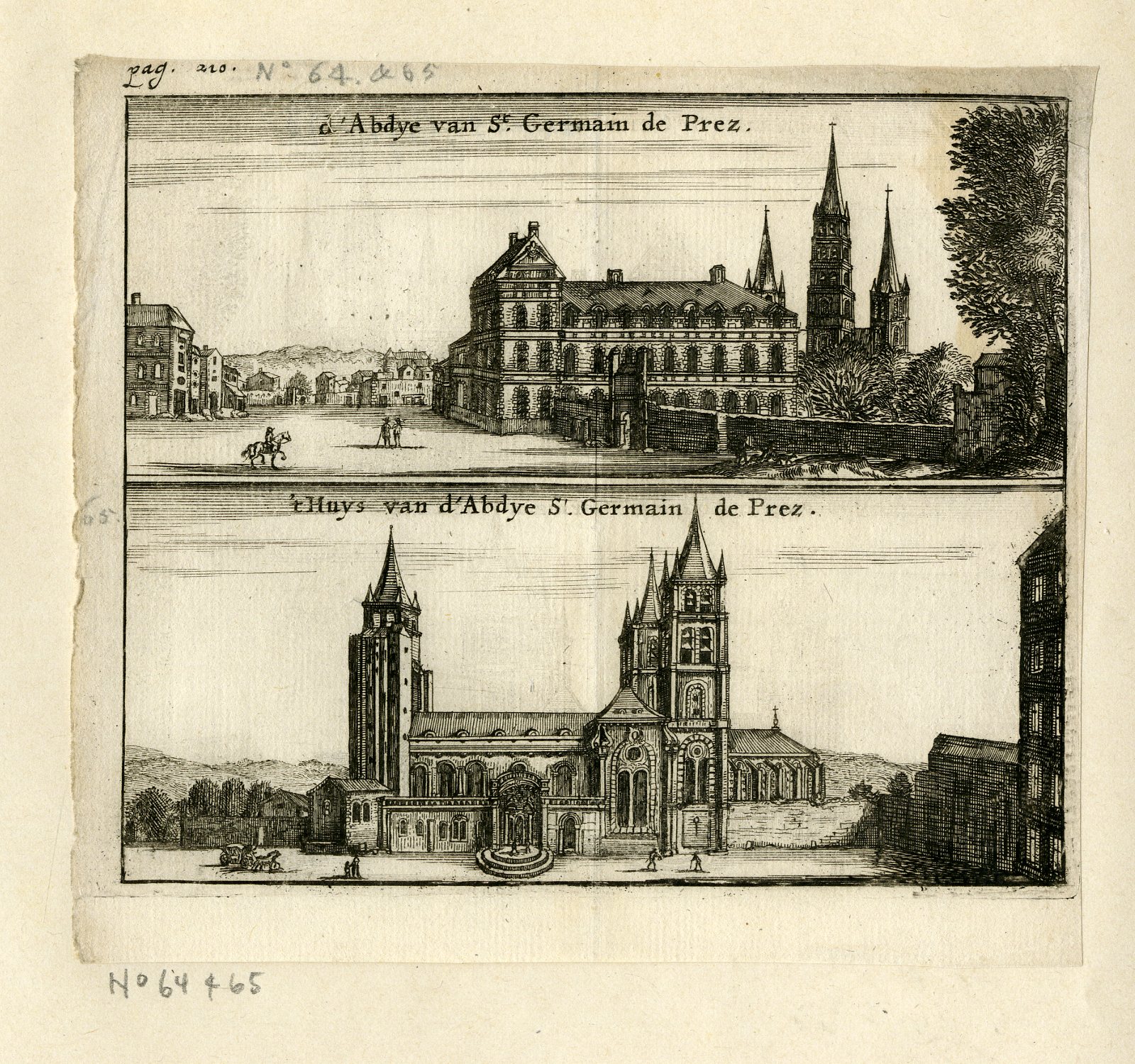 , Rare Antique Print-SAINT GERMAIN DE PRES-ABBEY-CHURCH-PARIS-Meurs-1666, Pictura Antique Prints