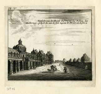 Rare Antique Print-TUILERIES PALACE-FACADE-ROYAL-PALAIS-PARIS-Meurs-1666