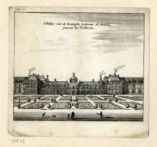 Rare Antique Print-CATHARINA DE MEDICI-TUILERIES-PALACE-PARIS=PALAIS-Meurs-1666