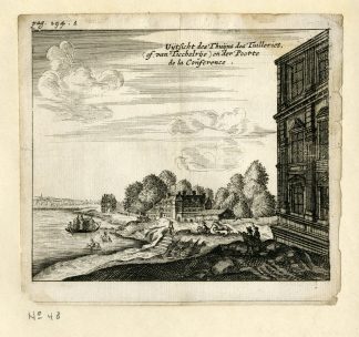 Rare Antique Print-CONFERENCE GATE-TUILERIES-PARIS-GARDEN-Meurs-1666