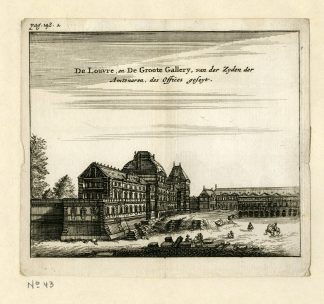 Rare Antique Print-LOUVRE PALACE-PALAIS-MUSEUM-GALLERY-PARIS-Meurs-1666
