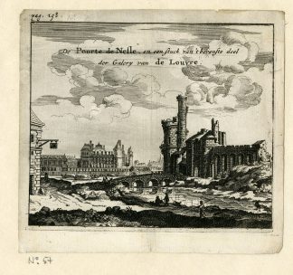 Rare Antique Print-LOUVRE PALACE-PALAIS-TOUR DE NESLE-PARIS-Meurs-1666