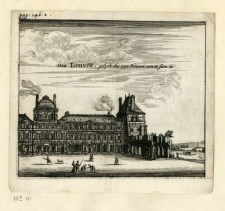 Rare Antique Print-LOUVRE PALACE-MUSEUM-PARIS-PALAIS-Meurs-1666