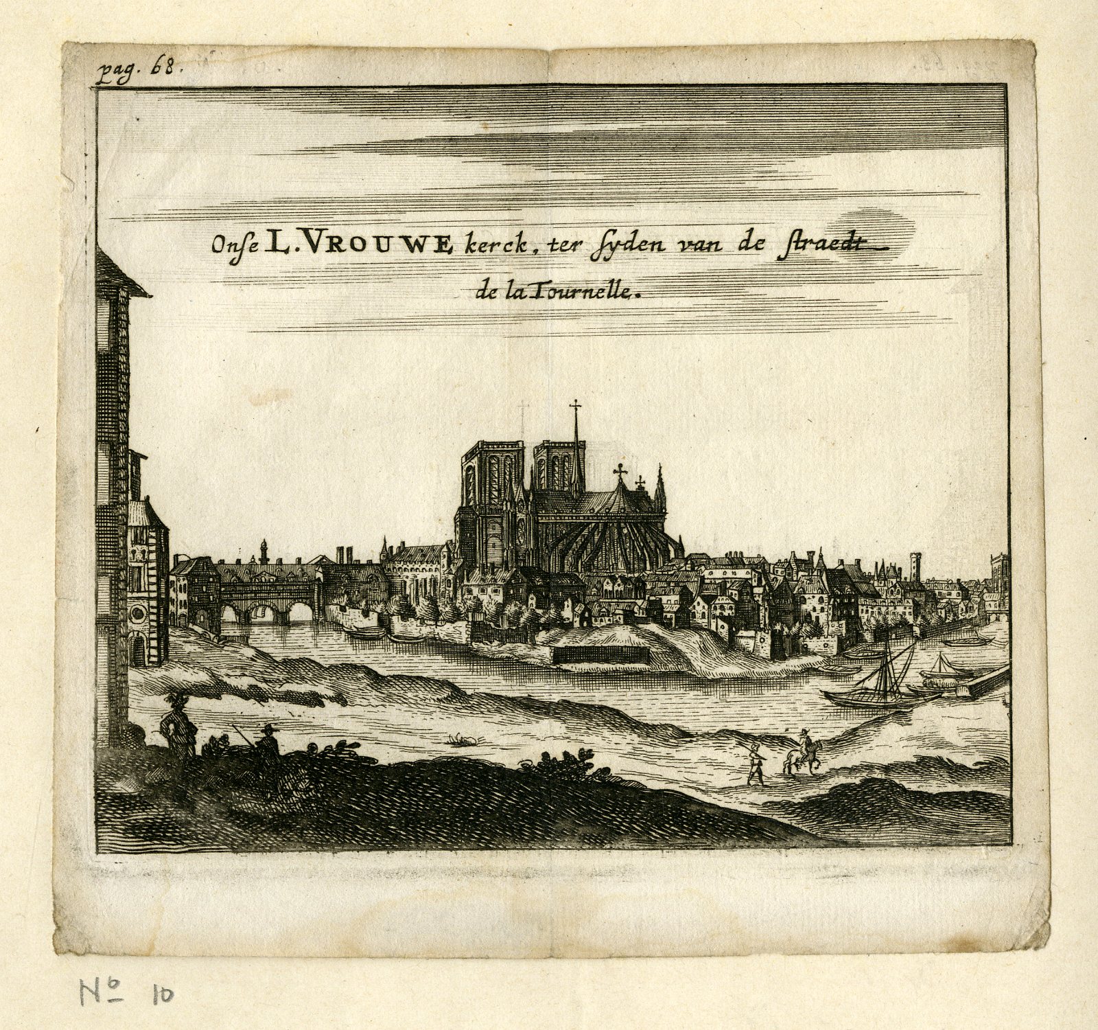 , Rare Antique Print-NOTRE DAME DE PARIS-CATHEDRAL-VIEW-III-Meurs-1666, Pictura Antique Prints