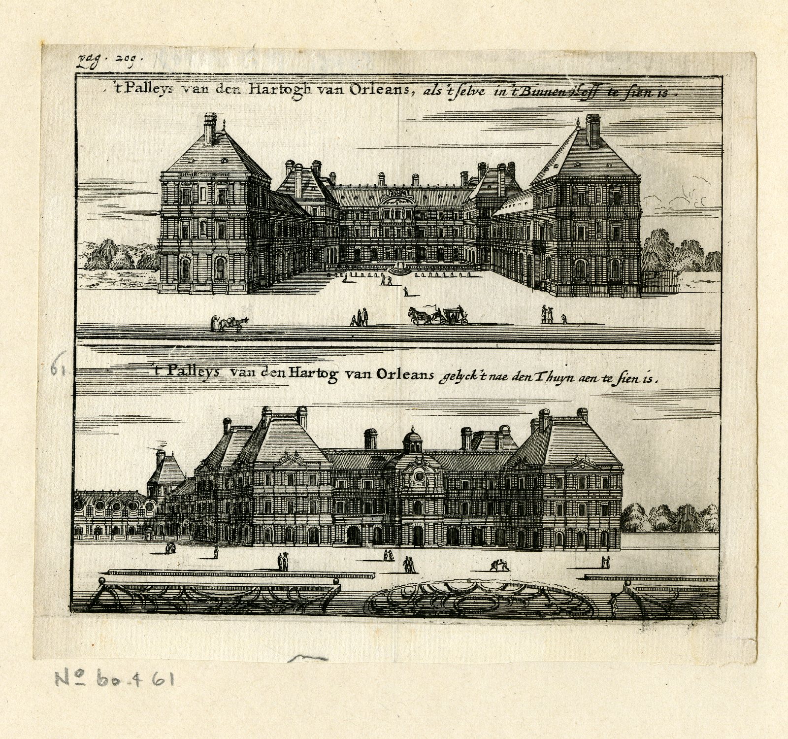 , Antique Print-SAINT CLOUD-CHATEAU-DUKE-ORLEANS-PARIS-CASTLE-Meurs-1666, Pictura Antique Prints