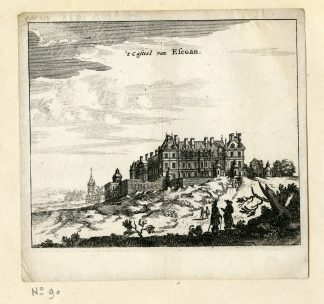 Rare Antique Print-CASTLE OF ESCOUAN-CHATEAU-PARIS-Meurs-1666