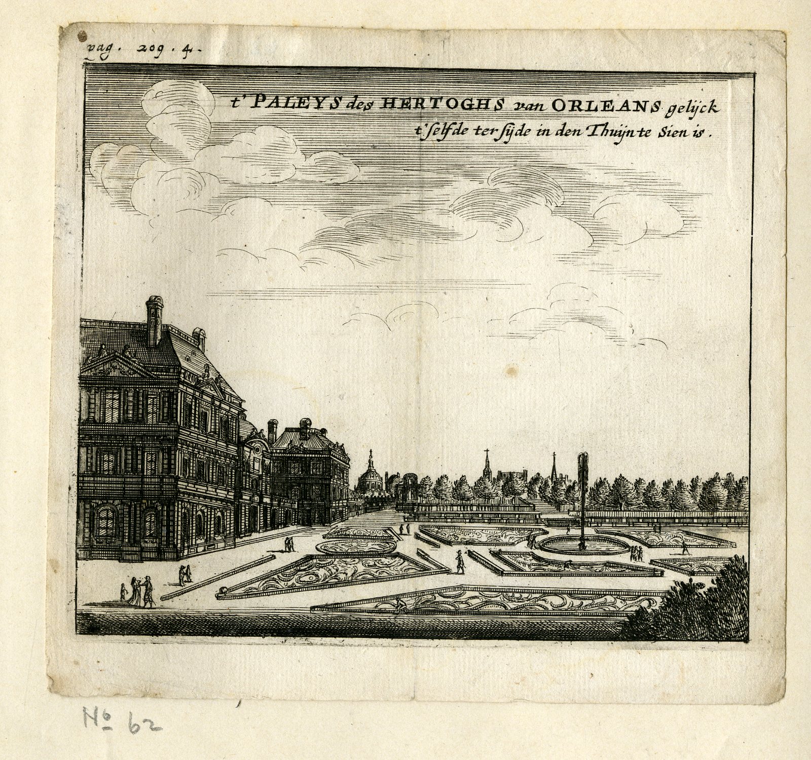 , Rare Antique Print-PALACE-DUKE OF ORLEANS-PARIS-PALAIS-Meurs-1666, Pictura Antique Prints