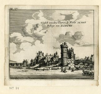Antique Print-DUCAL PALACE-NEVERS-TOUR DE NESLE-PARIS-DUKE-Meurs-1666