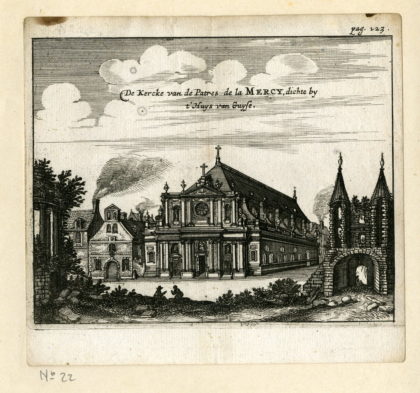 , Rare Antique Print-MERCY CHURCH-MAISON DE GUISE-PARIS-Meurs-1666, Pictura Antique Prints