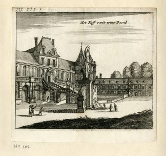Rare Antique Print-PALACE OF FONTAINEBLEAU-CASTLE-Meurs-1666