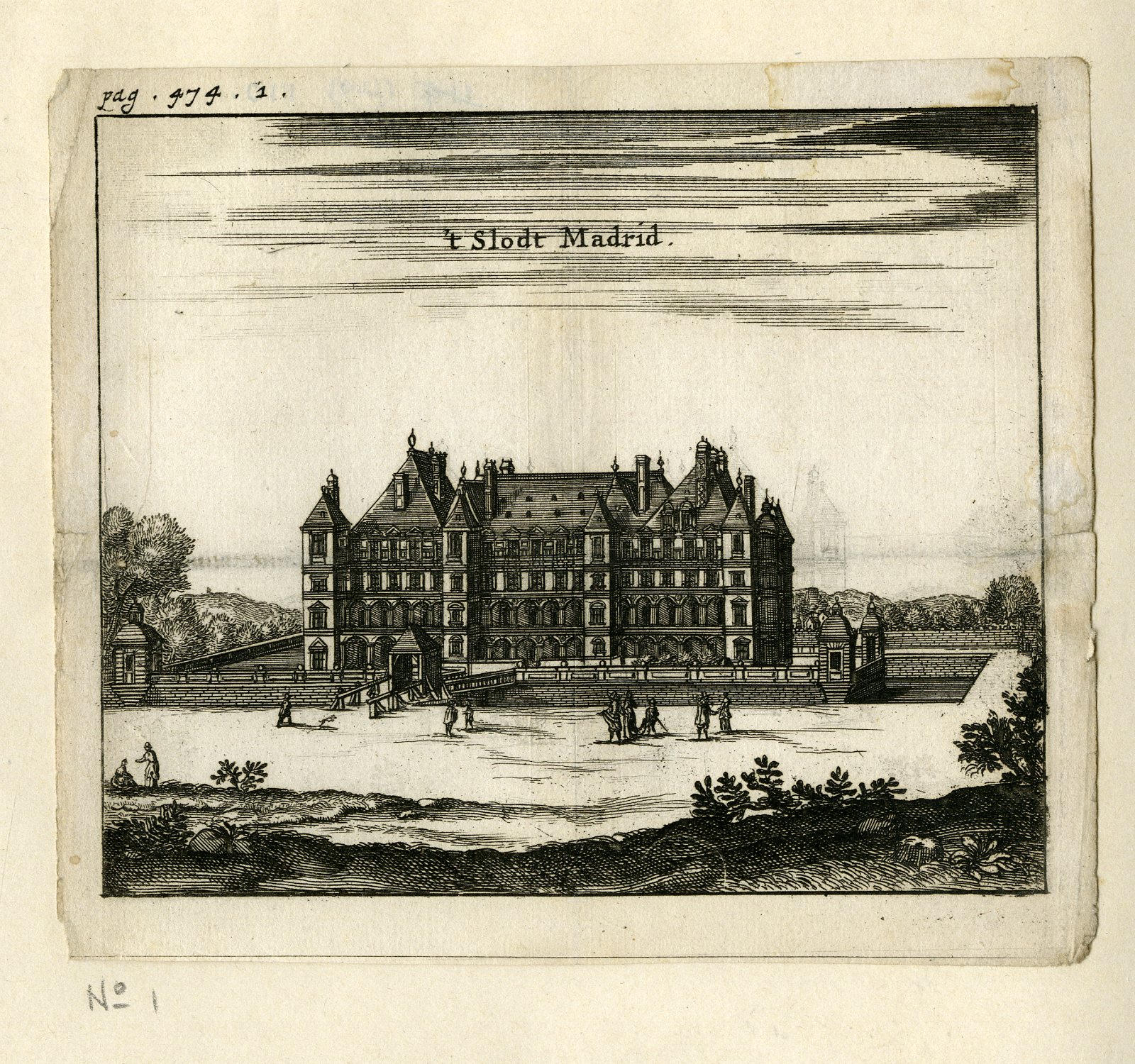 , Rare Antique Print-CASTLE OF MADRID-CHATEAU-NEUILLY-Meurs-1666, Pictura Antique Prints
