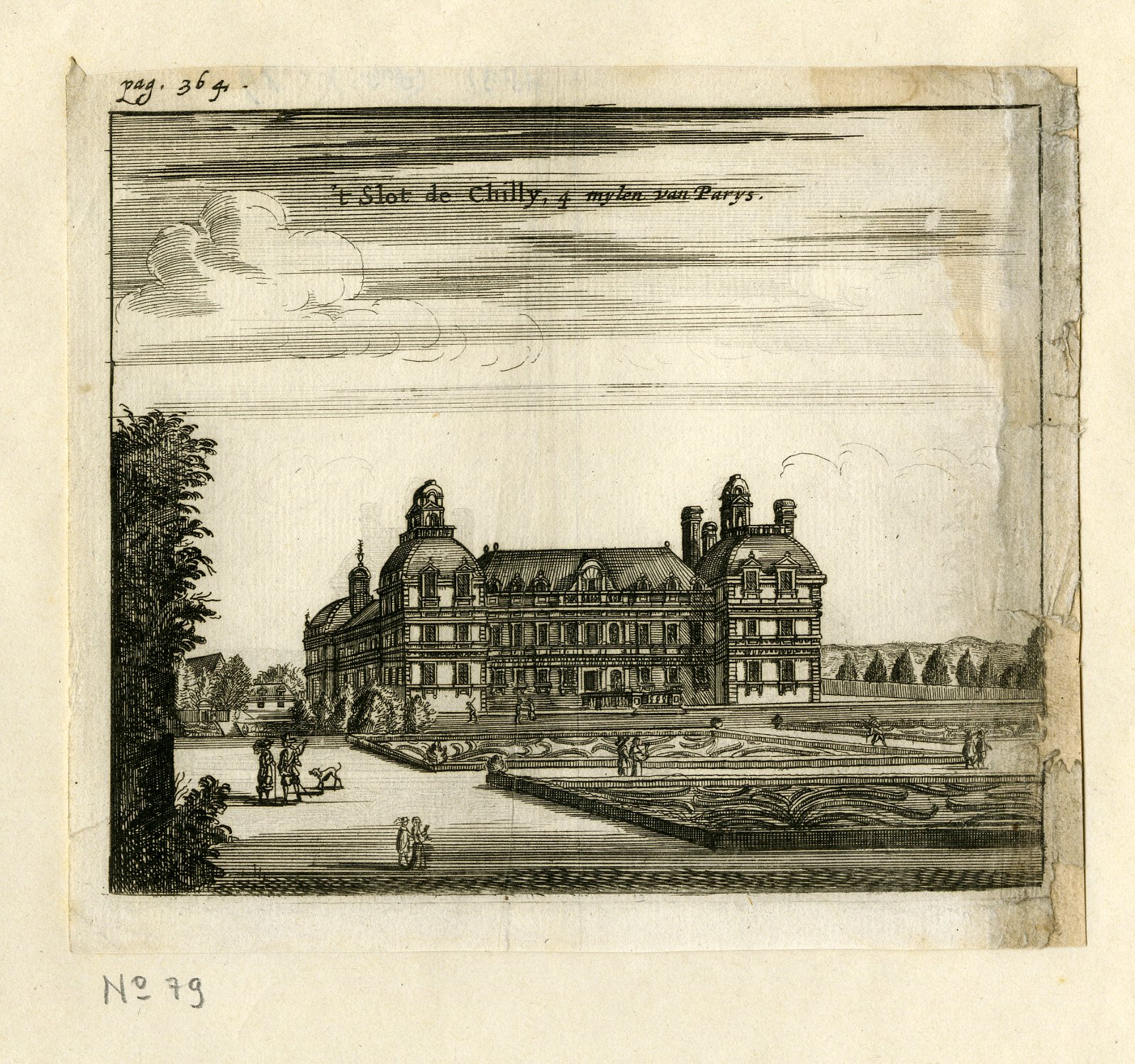 , Rare Antique Print-CASTLE OF CHILLY-CHATEAU-PARIS-Meurs-1666, Pictura Antique Prints