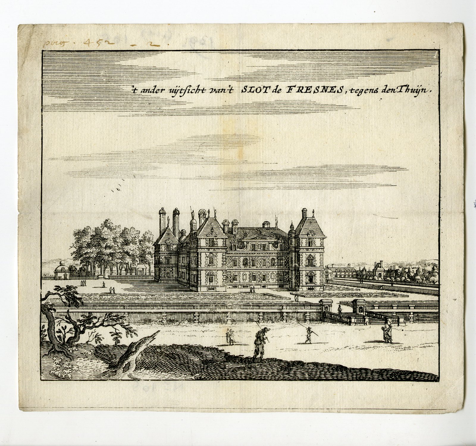 , Rare Antique Print-FRESNES CASTLE-PARIS-CHATEAU-VIEW-Meurs-1666, Pictura Antique Prints
