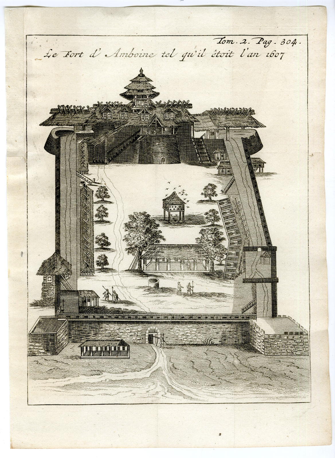 , Rare Antique Print-FORT VICTORIA-AMBON-INDONESIA-MOLUCCAS-Argensola-1706, Pictura Antique Prints