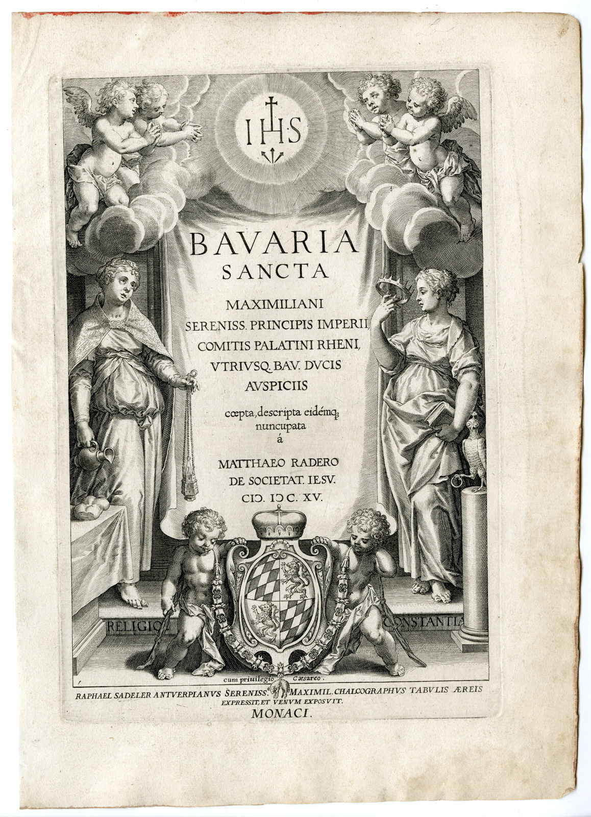 , Antique Master Print-TITLE ENGRAVING-BAVARIA SANCTA-PL.1-Kager-Sadeler-1615, Pictura Antique Prints