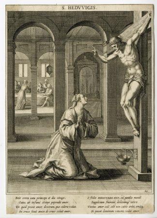 Antique Master Print-SAINT HEDWIG OF SILESIA-BLESSED-CHRIST-Kager-Sadeler-1615