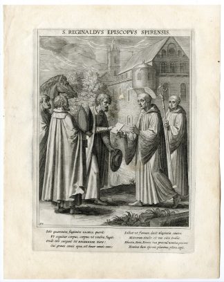 Antique Master Print-SAINT REGIMBALD-BISHOP OF SPEYER-MONK-Kager-Sadeler-1615