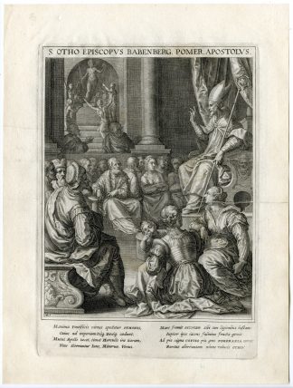 Antique Master Print-SAINT OTTO OF BAMBERG-BISHOP-PREACHING-Kager-Sadeler-1615